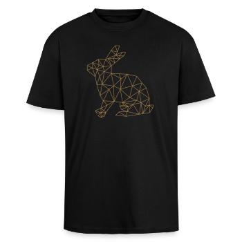 hase - Oversized Heavyweight Unisex T-Shirt - Schwarz - Vorne - Alina (178cm) & Michal (187cm)