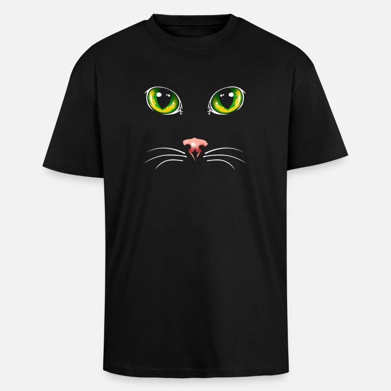 Yeux de chat noir - T-shirt unisexe oversize épais - noir