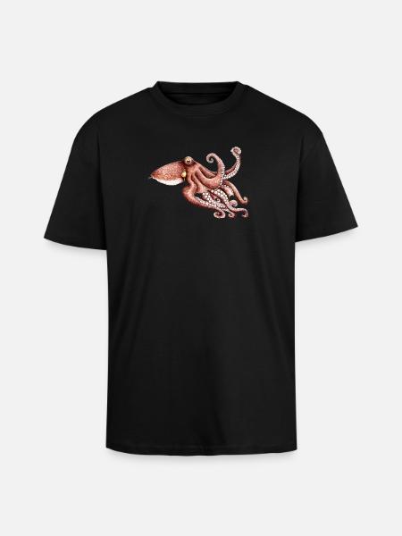 Octopus - Octopus vulgaris - Octopus Poulpe Pieuvre - Unisex Oversized Heavyweight T-shirt - black