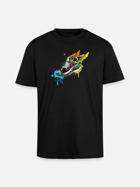 Sneaker graffiti with wings - Unisex Oversized Heavyweight T-shirt - black