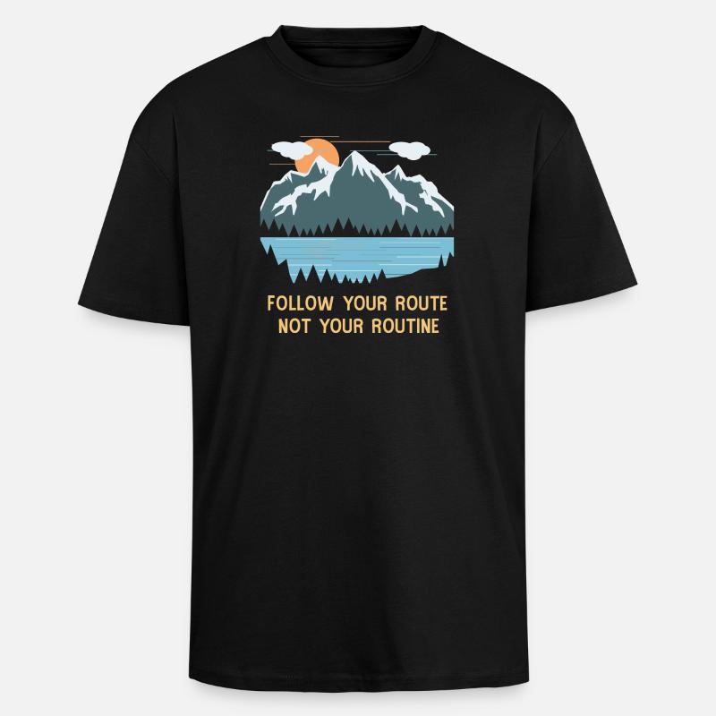 Berge - Oversized Heavyweight Unisex T-Shirt - Schwarz