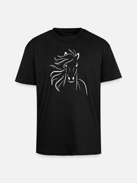 Silhouette cheval en crinière fluide - T-shirt unisexe oversize épais - noir