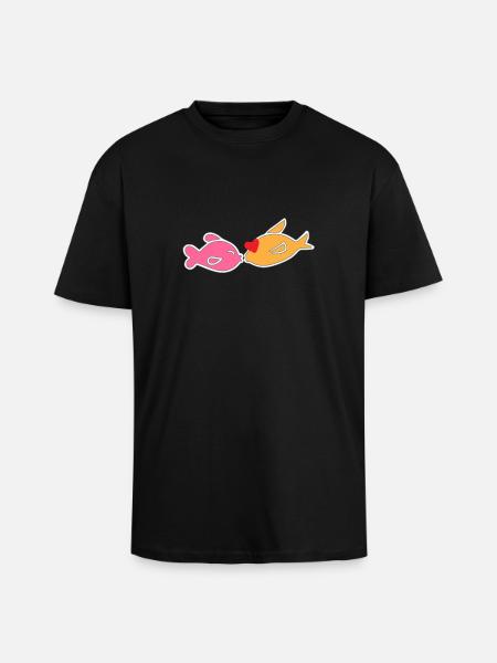 Kissing fish - Unisex Oversized Heavyweight T-shirt - black