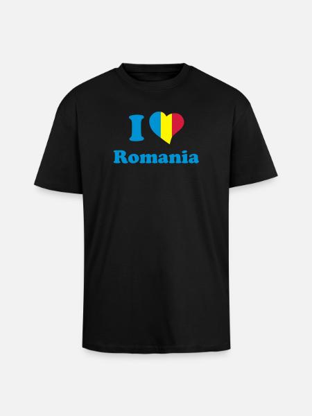 I love Romania - Unisex Oversized Heavyweight T-shirt - black