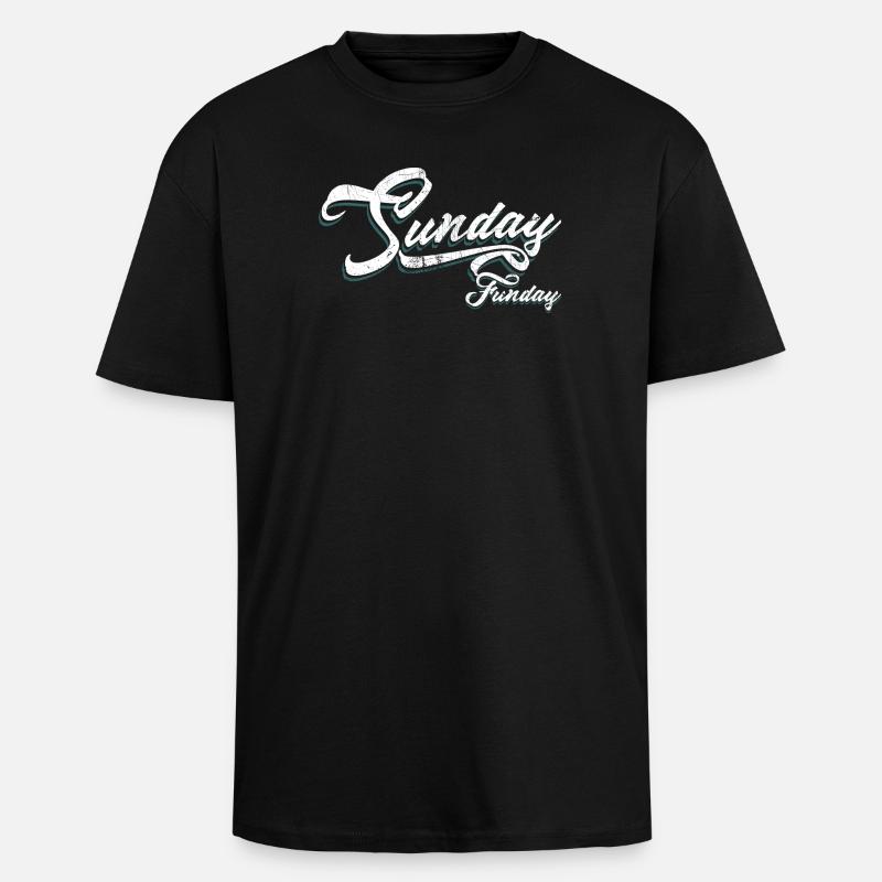 Sunday Funday Script Neon - Unisex Oversized Heavyweight T-shirt - black