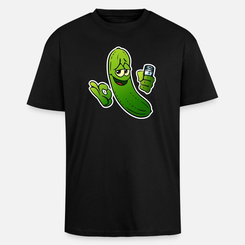 Gurkenheld Cartoon - Oversized Heavyweight Unisex T-Shirt - Schwarz