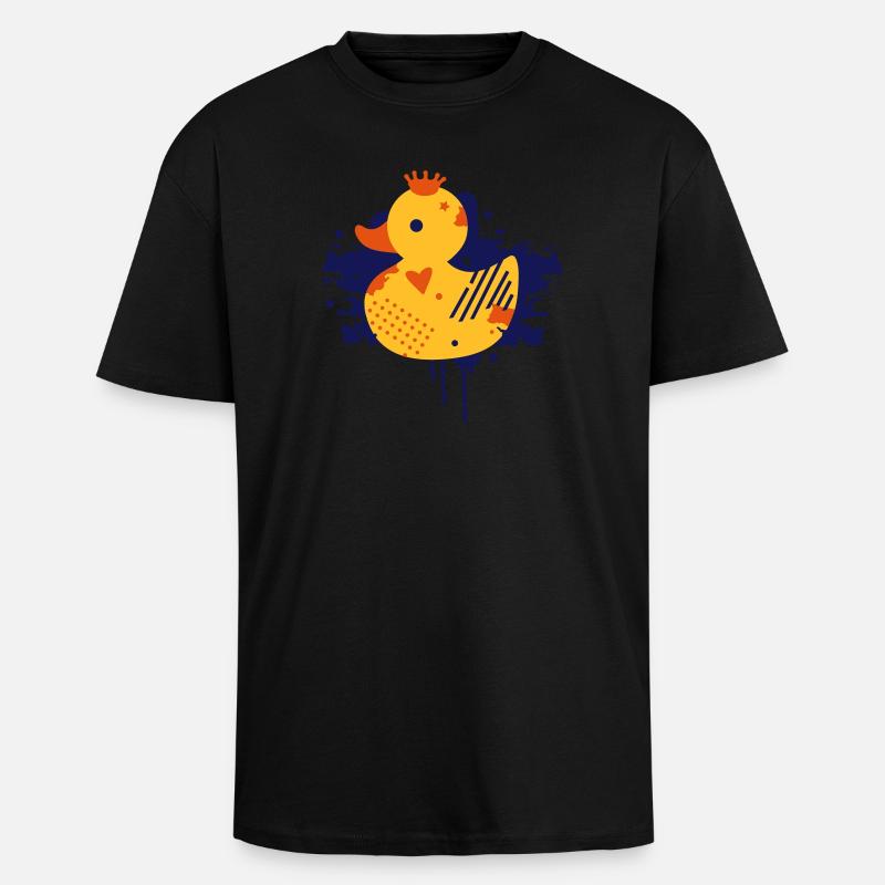 Ente mit Krone Graffiti - Oversized Heavyweight Unisex T-Shirt - Schwarz