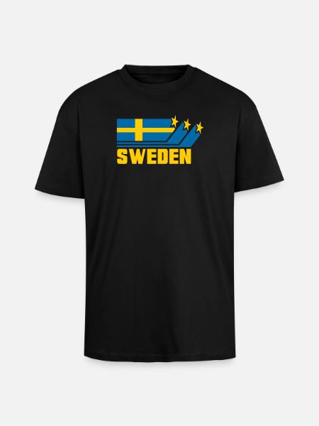 Suède / Suède - Drapeau / Cadeau - T-shirt unisexe oversize épais - noir