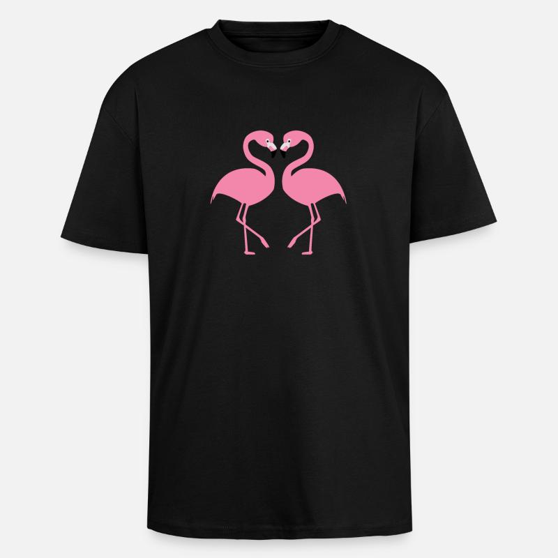 Flamingos - Oversized Heavyweight Unisex T-Shirt - Schwarz