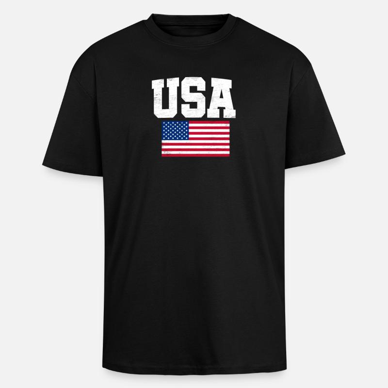 USA - Oversized Heavyweight Unisex T-Shirt - Schwarz