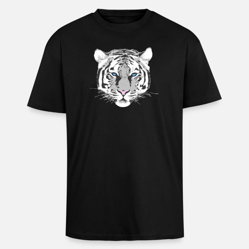 weißer Tiger - Oversized Heavyweight Unisex T-Shirt - Schwarz