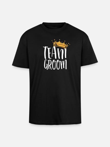 Team Groom Crown Design - Unisex Oversized Heavyweight T-shirt - black