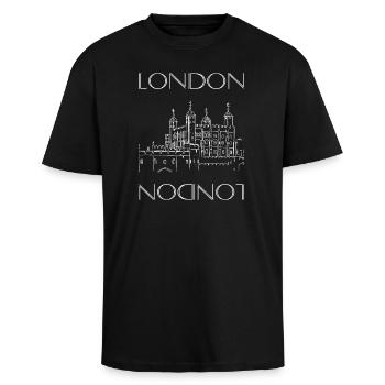 Tower of London - Oversized Heavyweight Unisex T-Shirt - Schwarz - Vorne - Alina (178cm) & Michal (187cm)