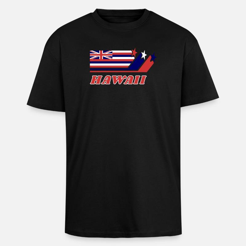 Cadeau de drapeau hawaï Honolulu - T-shirt unisexe oversize épais - noir