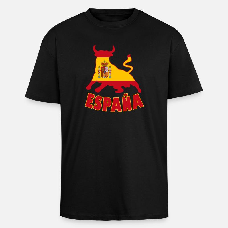 Spanien / Espana Stier Flagge Geschenk - Oversized Heavyweight Unisex T-Shirt - Schwarz