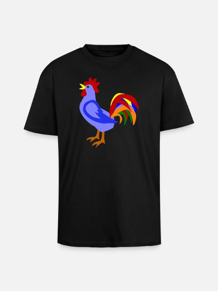 Farbenfroher Hahn im Kunstdesign - Oversized Heavyweight Unisex T-Shirt - Schwarz