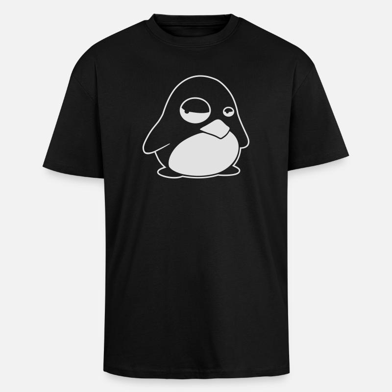 TUX Pinguin, LINUX - T-shirt unisexe oversize épais - noir