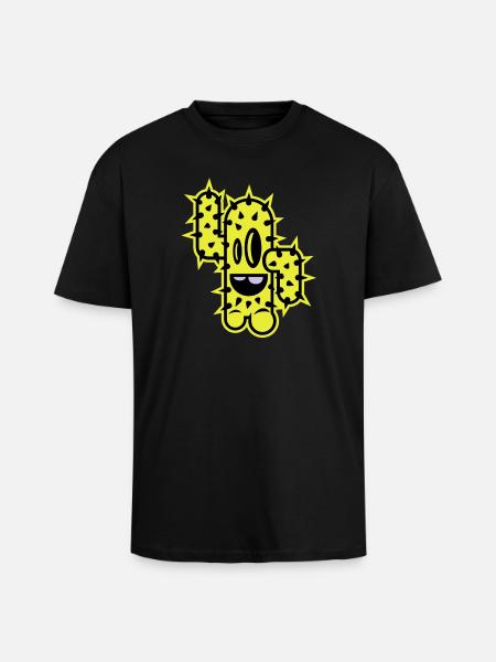 cactus high five comic - Unisex Oversized Heavyweight T-shirt - black
