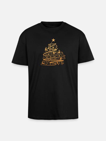 Xmas Tree Gold - Unisex Oversized Heavyweight T-shirt - black
