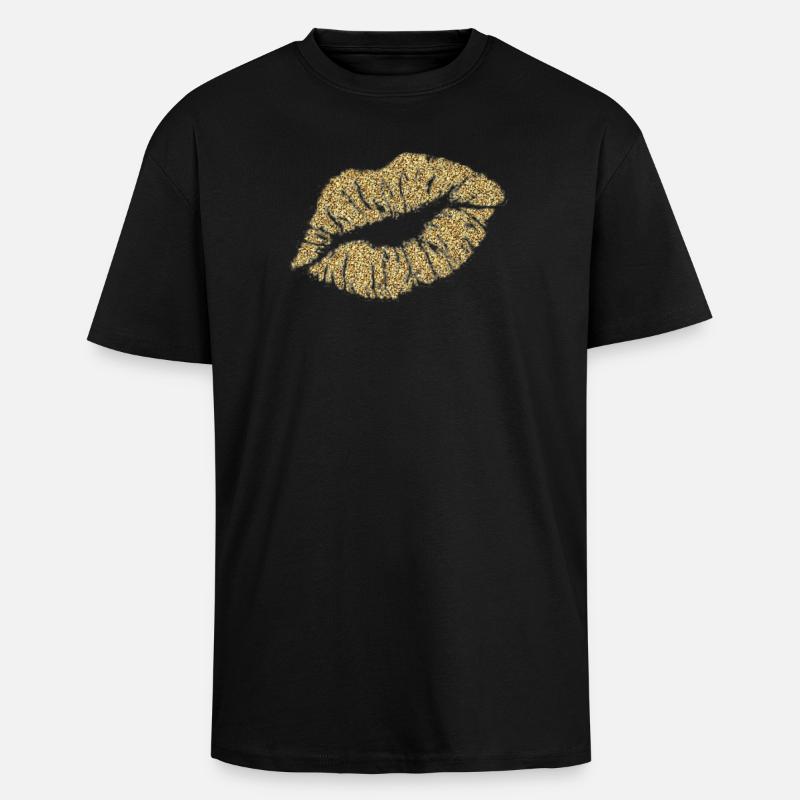 Baiser en or - T-shirt unisexe oversize épais - noir