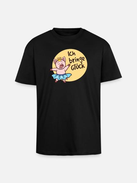 Porc chanceux - T-shirt unisexe oversize épais - noir