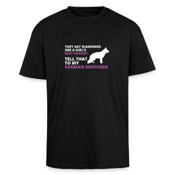 Schäferhund - Oversized Heavyweight Unisex T-Shirt - Schwarz - Vorne - Alina (178cm) & Michal (187cm)