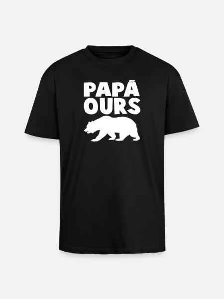 Wild papabear head in silhouette - Unisex Oversized Heavyweight T-shirt - black
