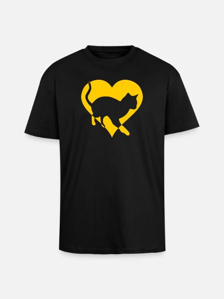 Cat Cat Pussy Gift Heart - Unisex Oversized Heavyweight T-shirt - black