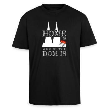 Köln Home Is Where The Dom Is Kölner Karneval Köln - Oversized Heavyweight Unisex T-Shirt - Schwarz - Vorne - Alina (178cm) & Michal (187cm)