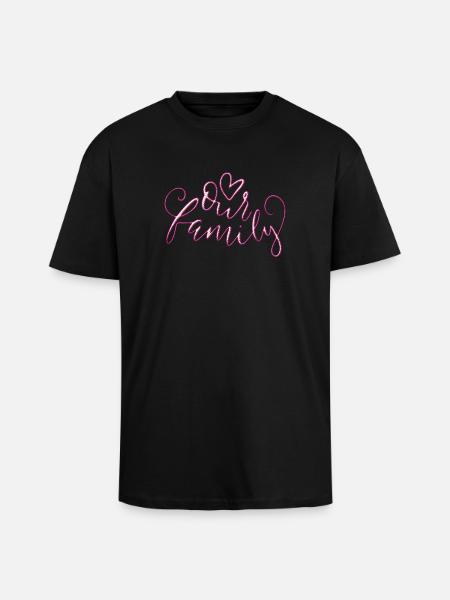 Our Family - Oversized Heavyweight Unisex T-Shirt - Schwarz