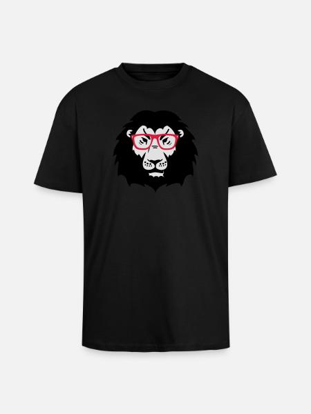 lion glasses nerd - Unisex Oversized Heavyweight T-shirt - black