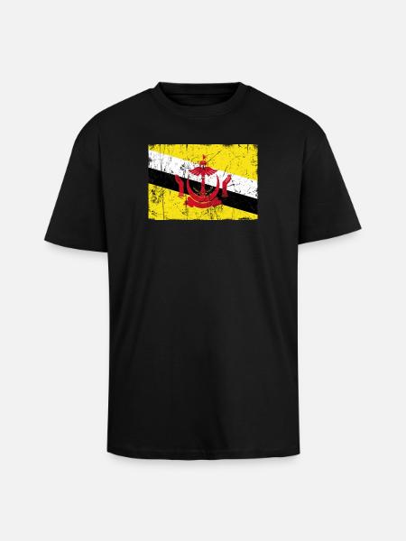 Brunei-Flaggenweinleseeffekt - Oversized Heavyweight Unisex T-Shirt - Schwarz