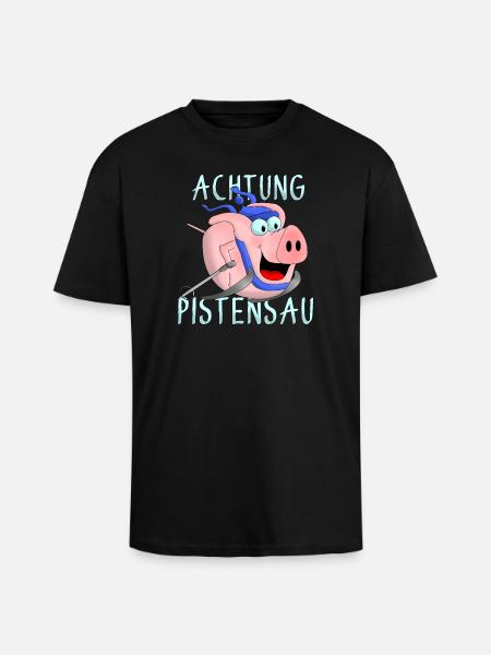 Achtung Pistensau - Oversized Heavyweight Unisex T-Shirt - Schwarz