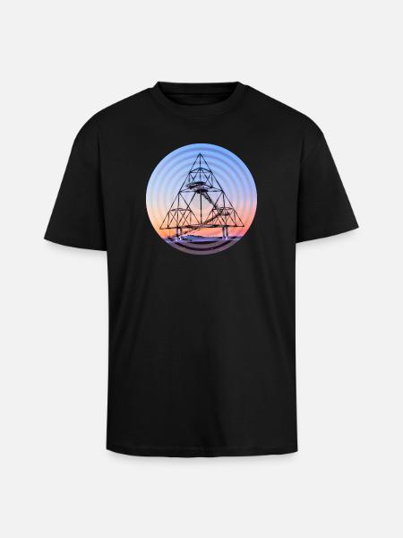 Tetrahedron circles - Unisex Oversized Heavyweight T-shirt - black