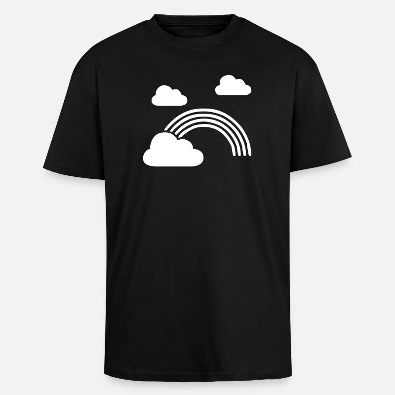 Regenbogen mit Wolken - Oversized Heavyweight Unisex T-Shirt - Schwarz