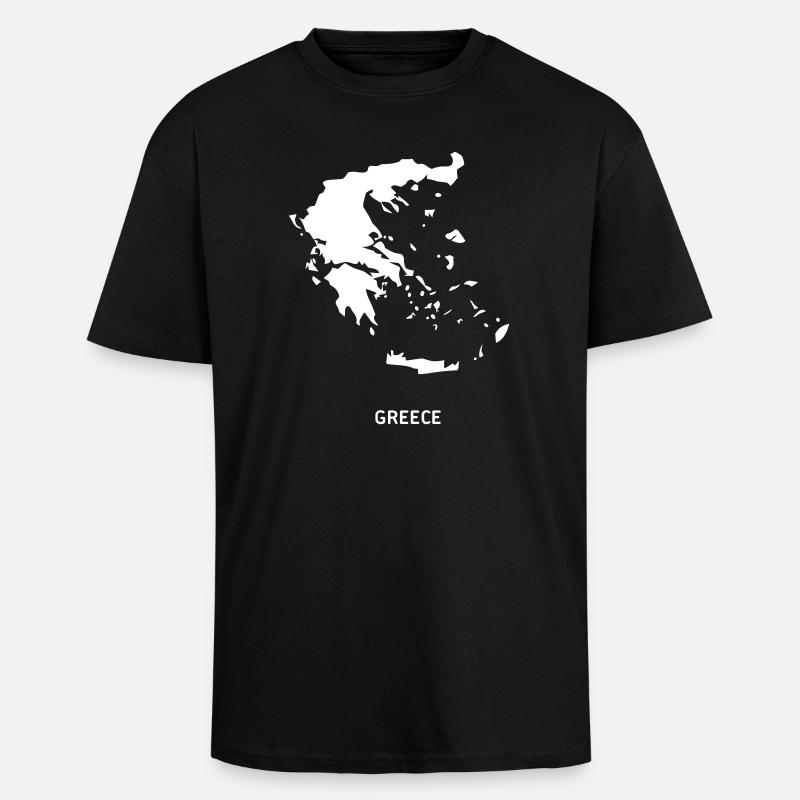Une carte de la Grèce - T-shirt unisexe oversize épais - noir