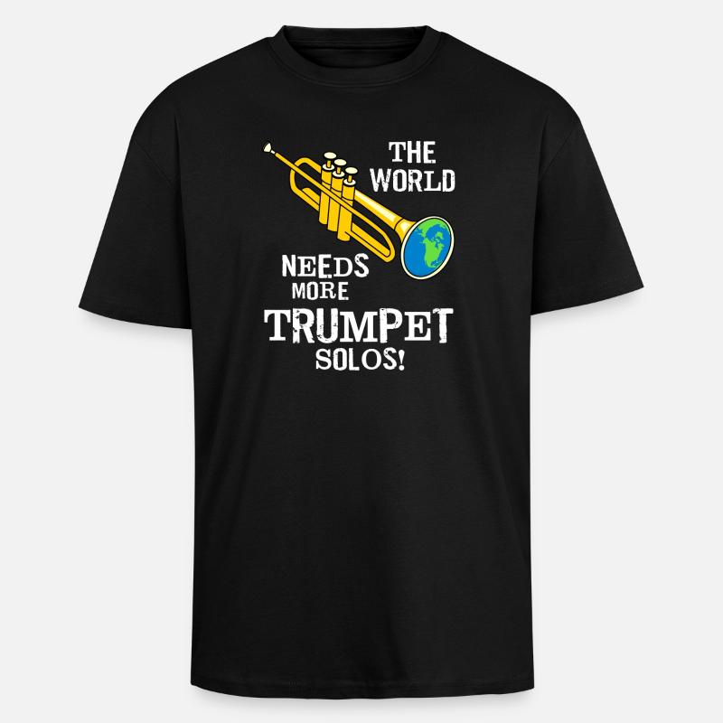 Trumpet Solos White Text - Unisex Oversized Heavyweight T-shirt - black