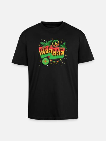 Reggae Flag Rainbow Vibe - Unisex Oversized Heavyweight T-shirt - black