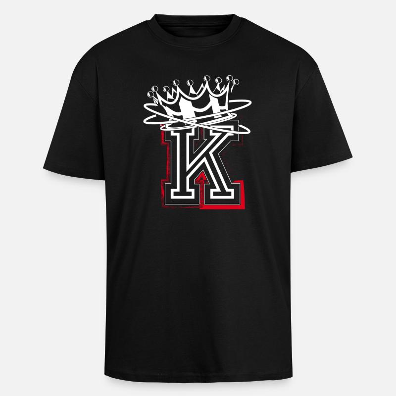 Buchstabe K mit Krone - Oversized Heavyweight Unisex T-Shirt - Schwarz