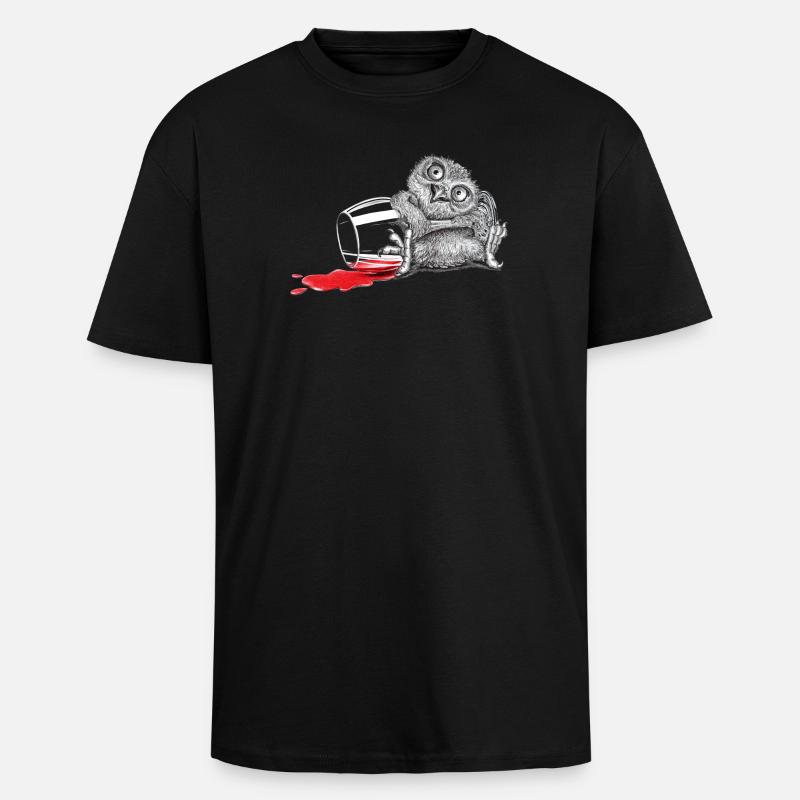 Tipsy owl - Unisex Oversized Heavyweight T-shirt - black
