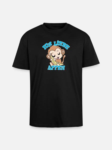Affen - Oversized Heavyweight Unisex T-Shirt - Schwarz