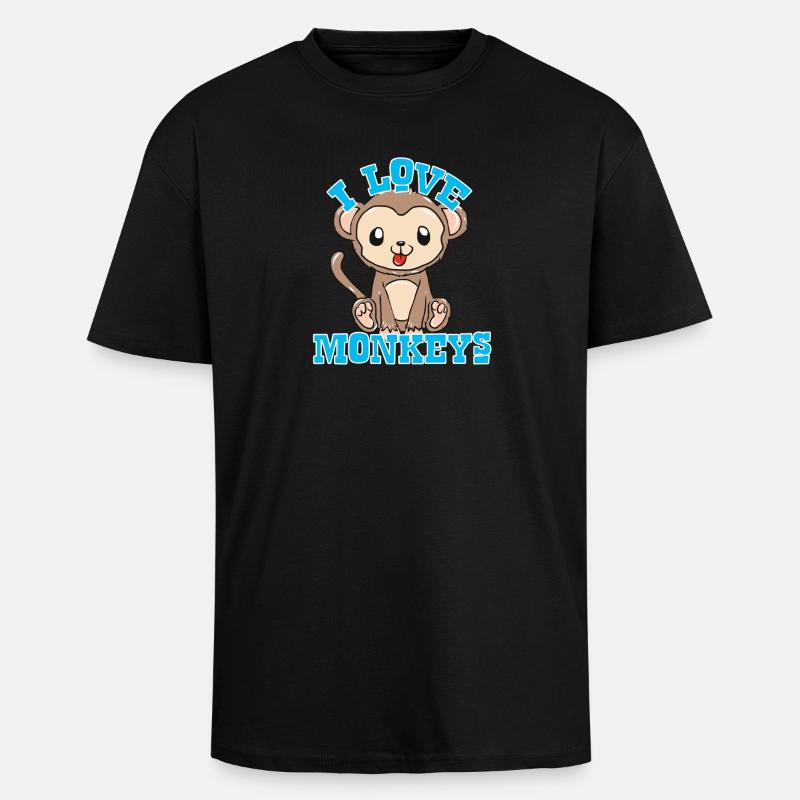 Affen - Oversized Heavyweight Unisex T-Shirt - Schwarz