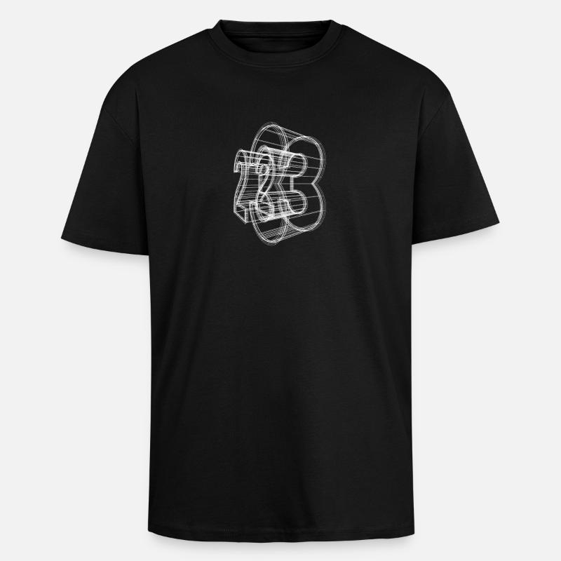 23 cadre 3D - T-shirt unisexe oversize épais - noir