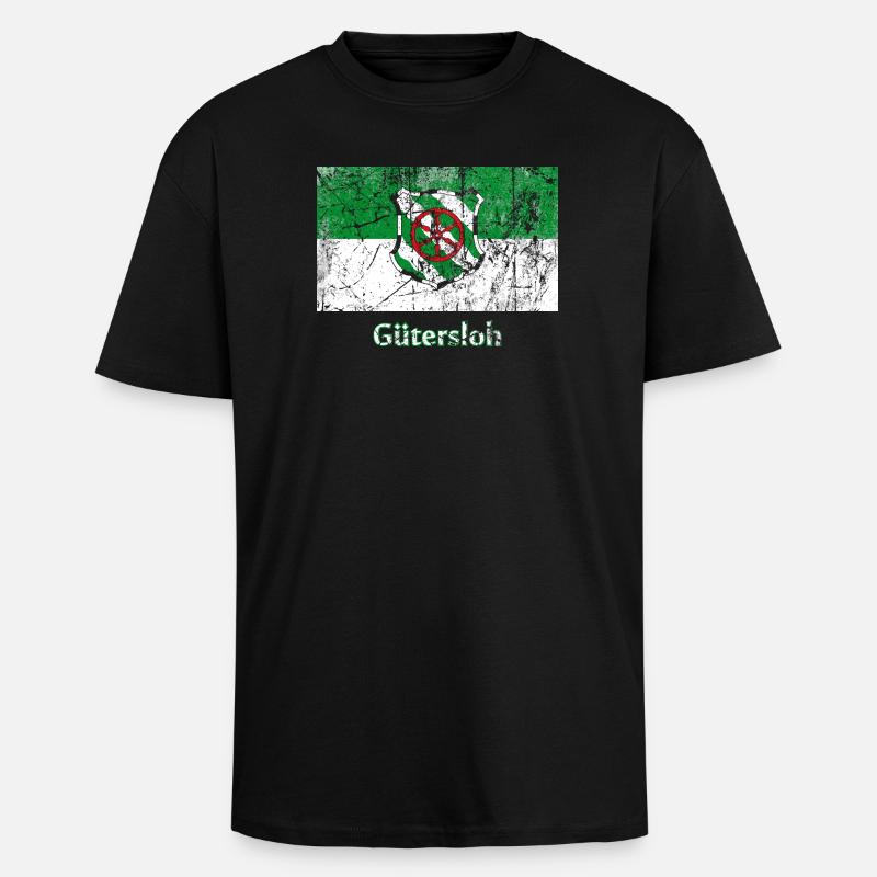 Flagge Gütersloh Stadtfahne Stadtfahne Drapeau - Oversized Heavyweight Unisex T-Shirt - Schwarz