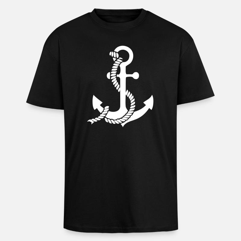 Anchor with knot - Unisex Oversized Heavyweight T-shirt - black