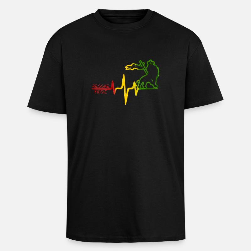 Reggae Löwe Rhythmus Icon - Oversized Heavyweight Unisex T-Shirt - Schwarz