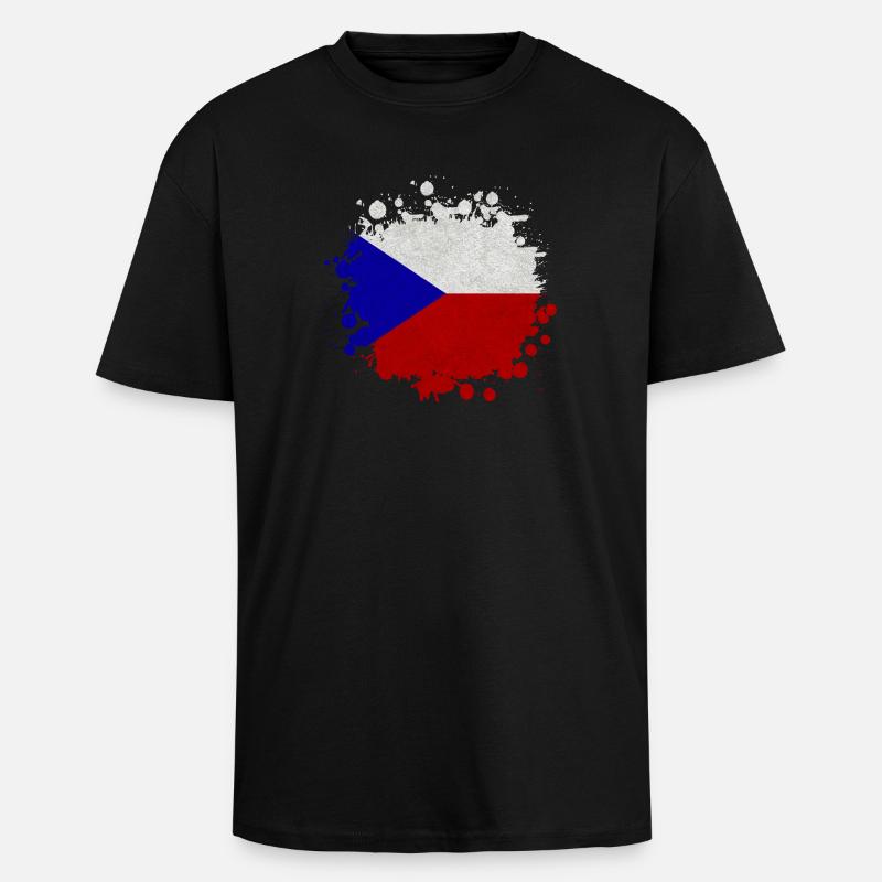 Tschechien Klecks / Geschenk Prag Flagge - Oversized Heavyweight Unisex T-Shirt - Schwarz