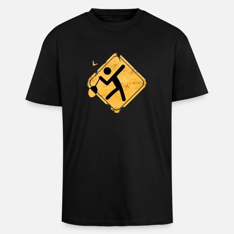 Grunge Badminton Crossing Warnschild - Oversized Heavyweight Unisex T-Shirt - Schwarz
