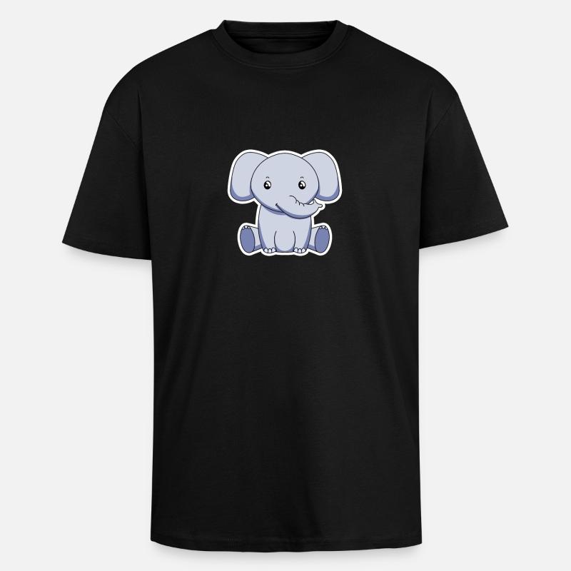 Elefant - Oversized Heavyweight Unisex T-Shirt - Schwarz