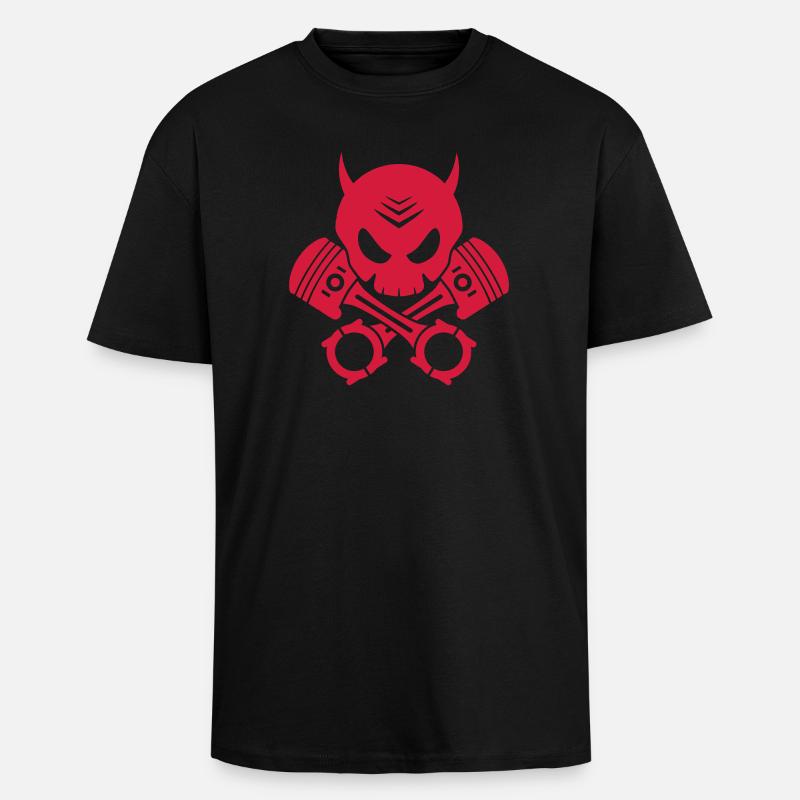 teufel schädel kolben - Oversized Heavyweight Unisex T-Shirt - Schwarz